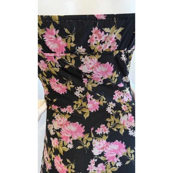 Vintage 90s Y2K Floral Mesh Dress Black Sz Small Ribbon Lace Rose - Picture 10 of 17